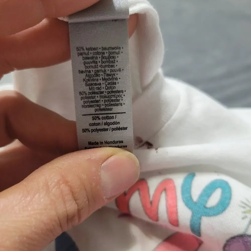Its My Birthday Shirt Girls 2t Stitch Tee Shirt White Pink Paint Comfort Stretch - Picture 7 of 12